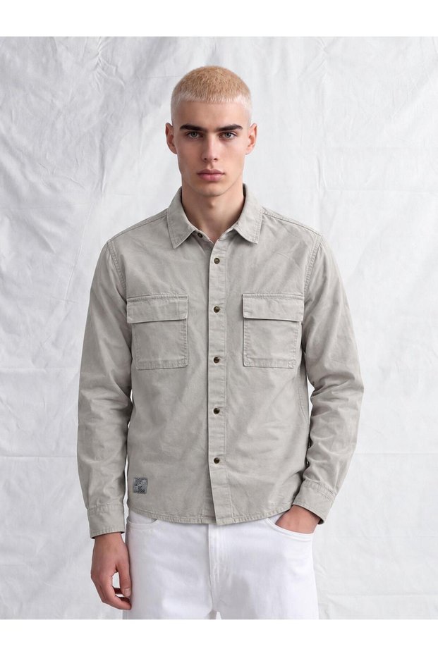 Men's Stone Covered Double Pocket Snap Fastener Denim Jacket