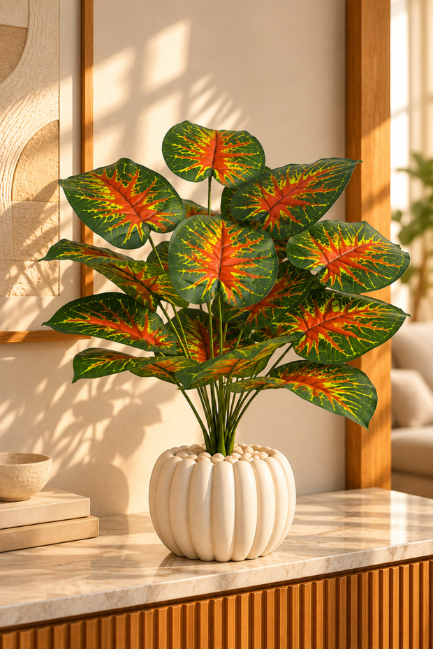 Artificial Sunlit Monstera Plant 75 cm – 18 Leaves – Indoor & Outdoor – Plant Only, No Pot