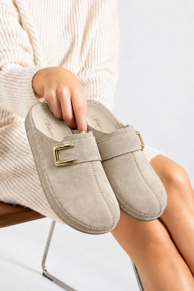 Women's Closed-Front Comfortable Soft Eva Sole Suede Look Nubuck Indoor Women's Slippers