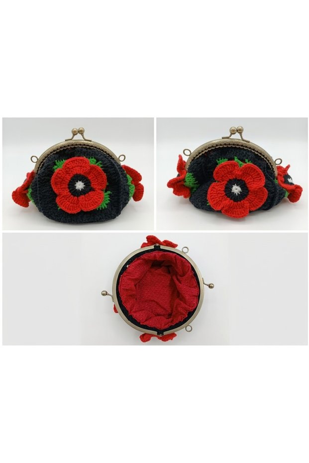 Small Wallet Bag with Poppy Motif