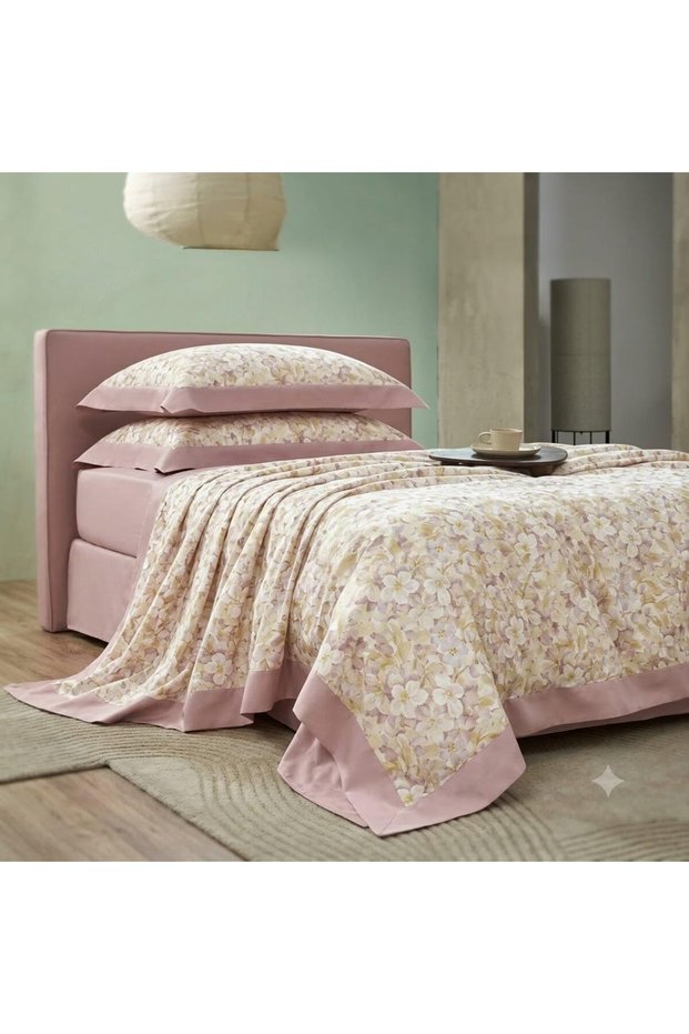 Luxury 3-Piece Turkish Satin Cotton Bedsheet Set – King Size | Ultra Soft, Breathable & Wrinkle-Resistant | Elegant Collection Bedding with 2 Pillowcases (Cream Brown Floral.!, King (U.K. Standard))