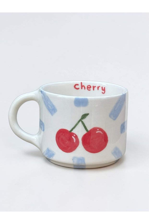 Cherry Temalı Handmade Seramik Kupa