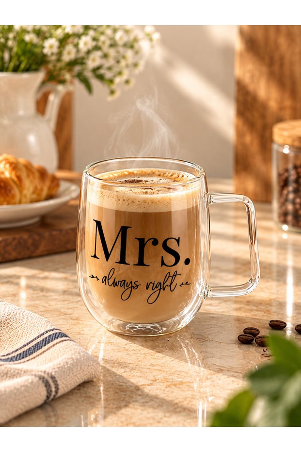Double Walled Glass Cup with Handle for Soft Drinks, Coffee and Tea 280ml