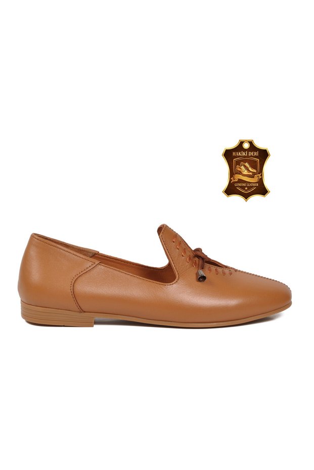 Tan Genuine Leather Women's Casual Shoes