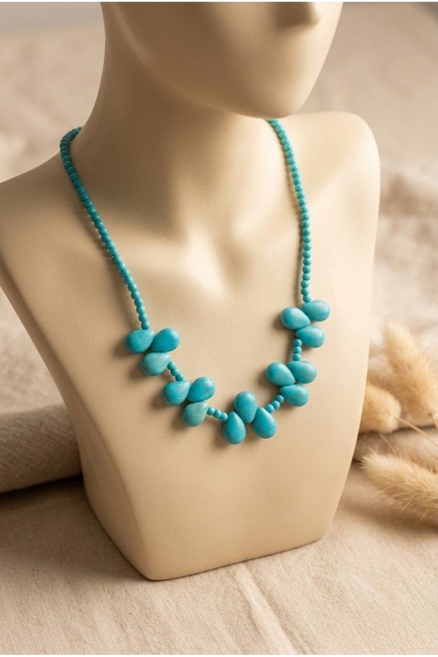 Handmade Drop Turquoise Natural Stone Necklace