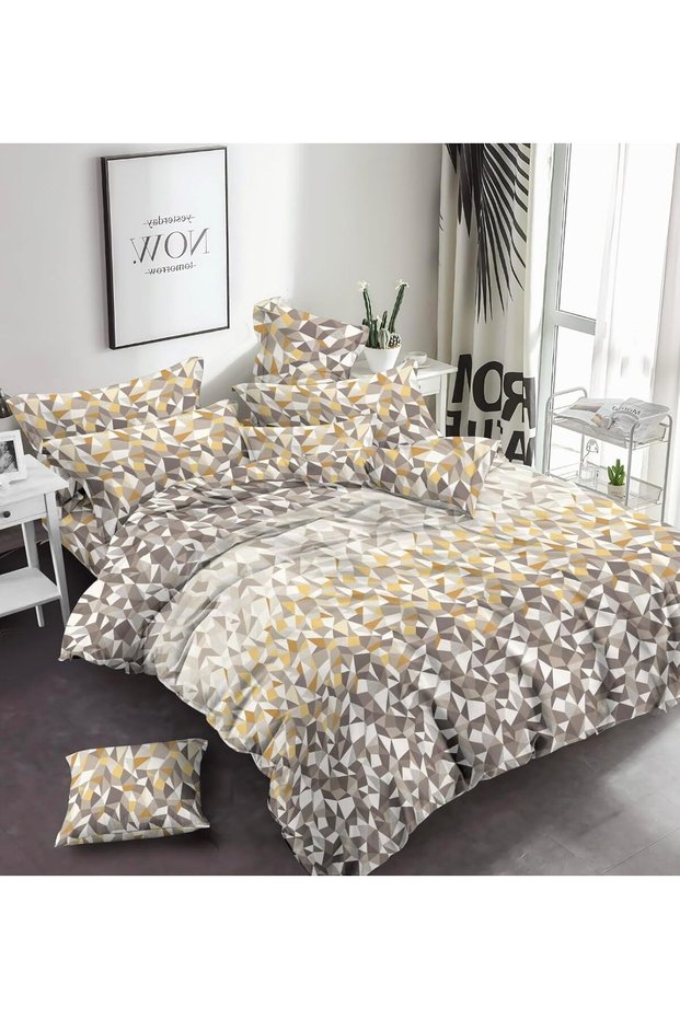 3 Pieces Flat Bedsheet Set with Floral Pattern King Size Bed Pillow Cover Set with 1 Bedsheet, 2 Pillow. Bedding Set (Yellow, King (U.K. Standard))