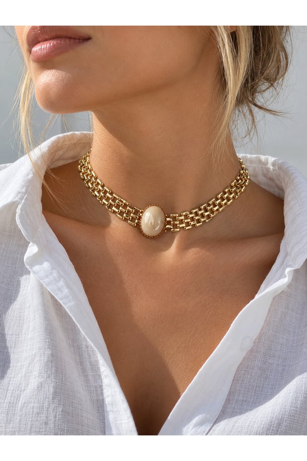 Gold Color Multi-Row Chain Choker Necklace | Statement Style Choker Necklace