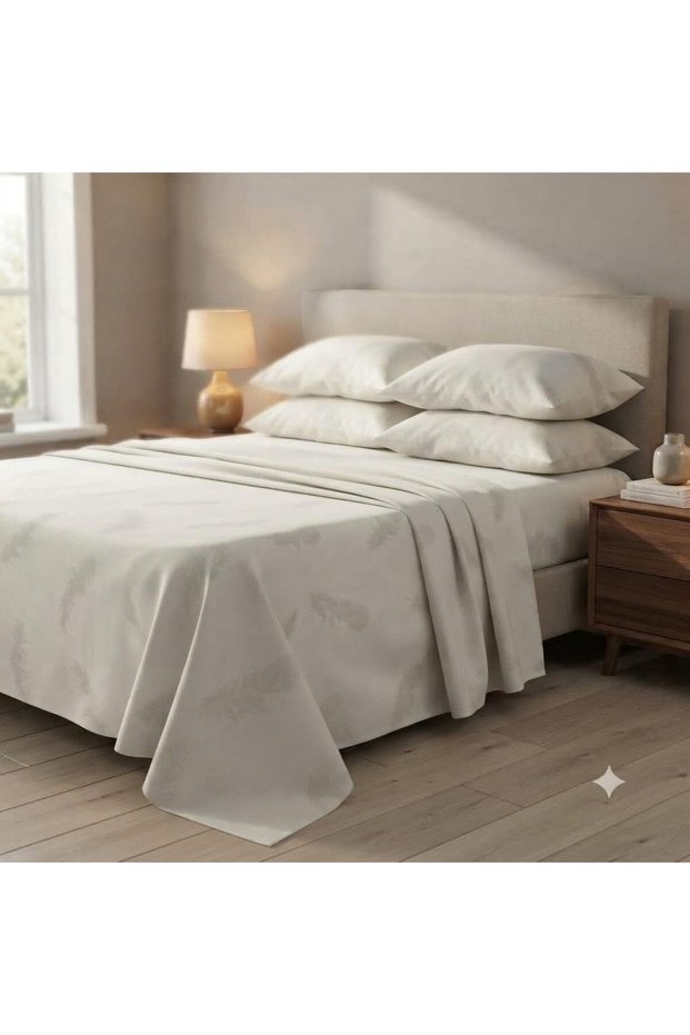 Luxury 3-Piece Turkish Cotton Bedsheet Set – 300 Thread Count, Elegant Stripe & Plain Dyed Flat Sheet Collection with Matching Pillowcases (King Size) (Royal Damask., King (U.K. Standard))