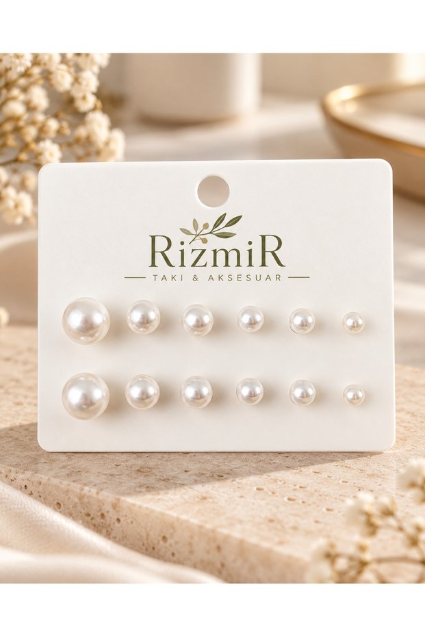 6 Pairs Pearl Look Earring Set