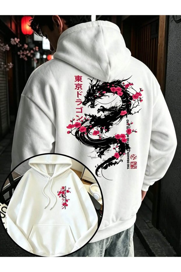 Unisex White Hooded Oversize Sweatshirt Comfortable Fit Cotton with Fleece Inside
