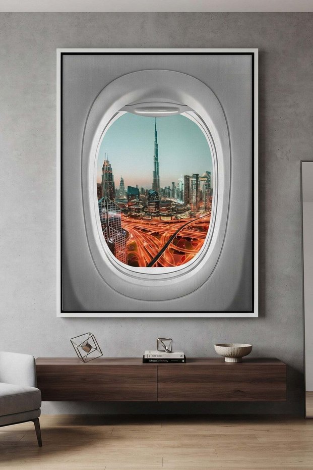 Dubai View Architecture Wall Art | Portrait Framed Canvas Print | Modern Decor for Living Room