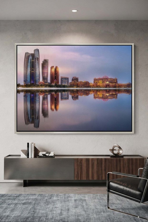 Luxury Abu Dhabi Cityscape Architecture Wall Art | Landscape Framed Canvas Print | Luxury Home Decor