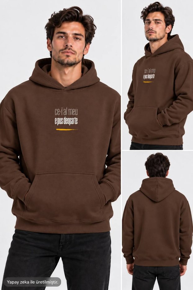 Hanorac Romania Unisex Oversized Printed Hooded Pocket Detail Premium Hoodie Sweatshirt