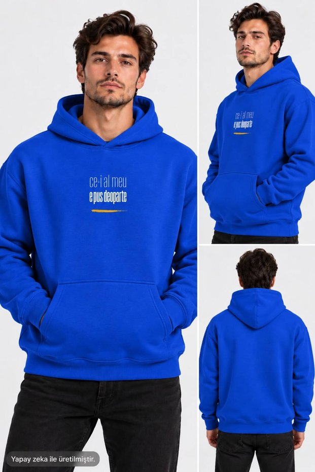 Hanorac Romania Unisex Oversized Printed Hooded Pocket Detail Premium Hoodie Sweatshirt