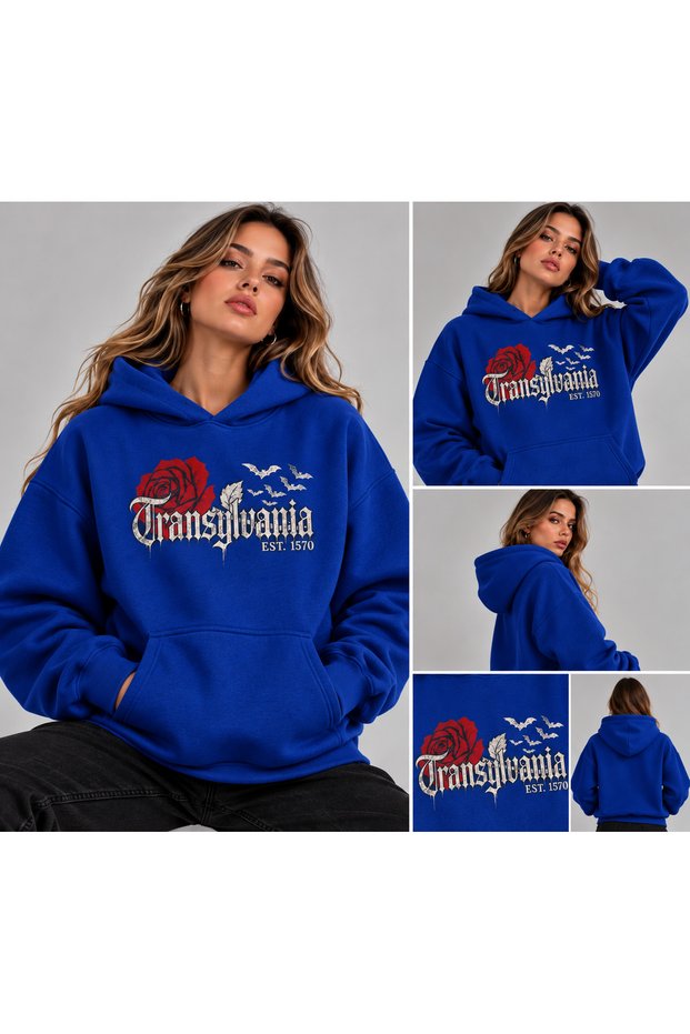 Hanorac Romania Unisex Oversized Printed Hooded Pocket Detail Premium Hoodie Sweatshirt