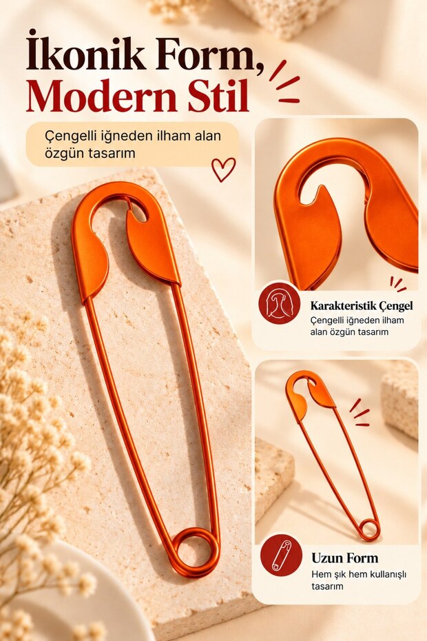 Safety Pin Model Knob Buckle – Orange