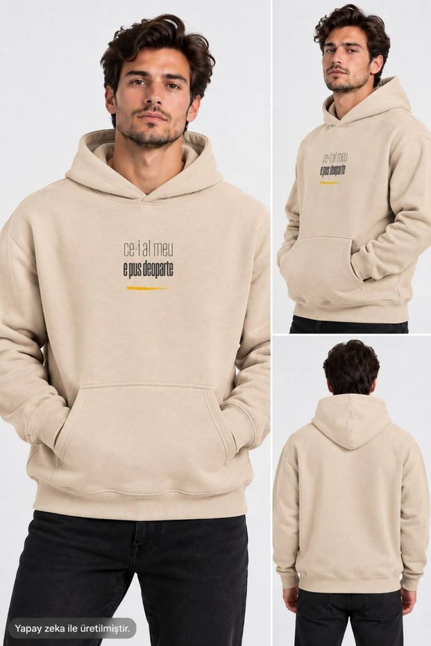 Hanorac Romania Unisex Oversized Printed Hooded Pocket Detail Premium Hoodie Sweatshirt