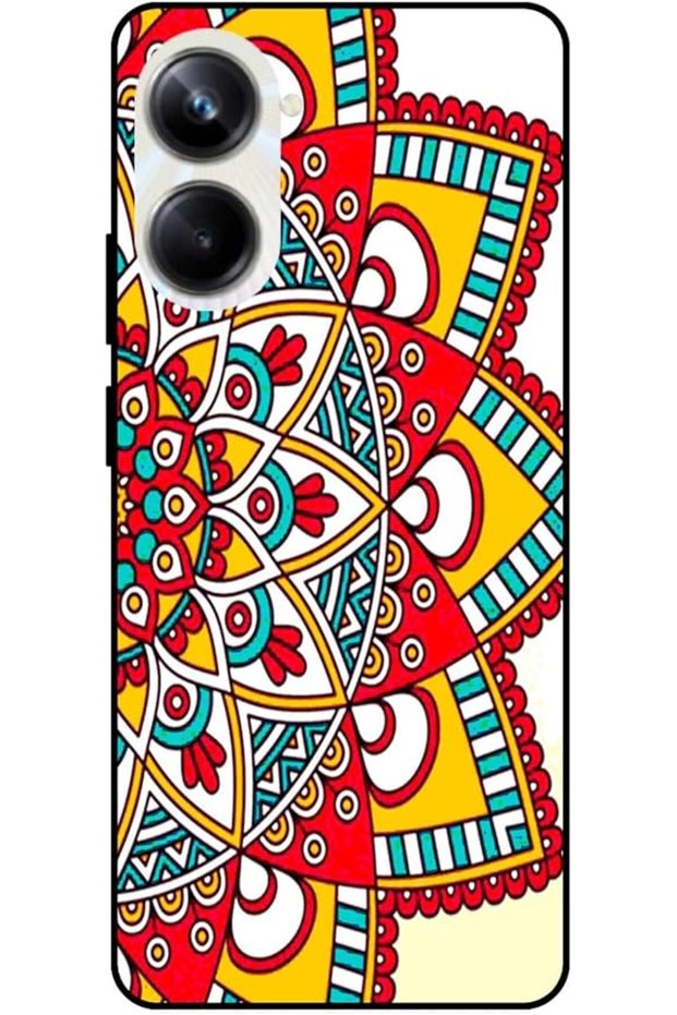غطاء حماية للهاتف المحمول من تصميم Khaalis Mandala027 مع جوانب ناعمة سوداء لهاتف Realme 10 Pro، متعدد الألوان
