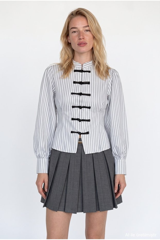 Button Detailed Women's Shirt Gml02931 Ecru