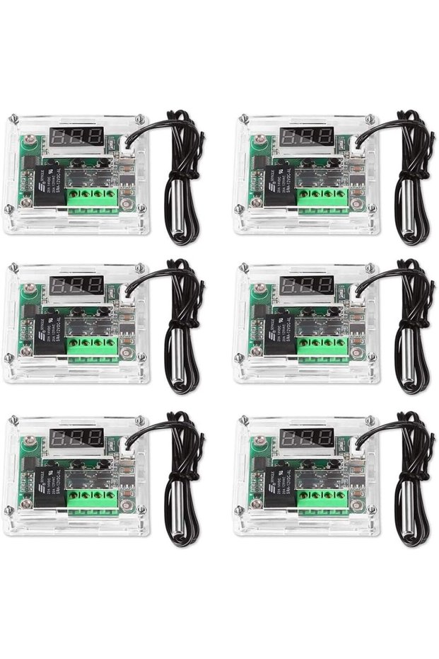 6 قطع وحدة تحكم في درجة الحرارة، وحدة ترموستات رقمية بشاشة LCD طراز XH-W1209، مع مسبار NTC مقاوم للماء، 50~110 فولت ℃ وحدة تحكم إلكترونية في درجة الحرارة بجهد 12 فولت تيار مستمر