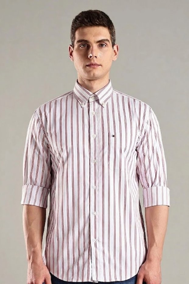Mens Striped Regular Fit Cotton Shirt
