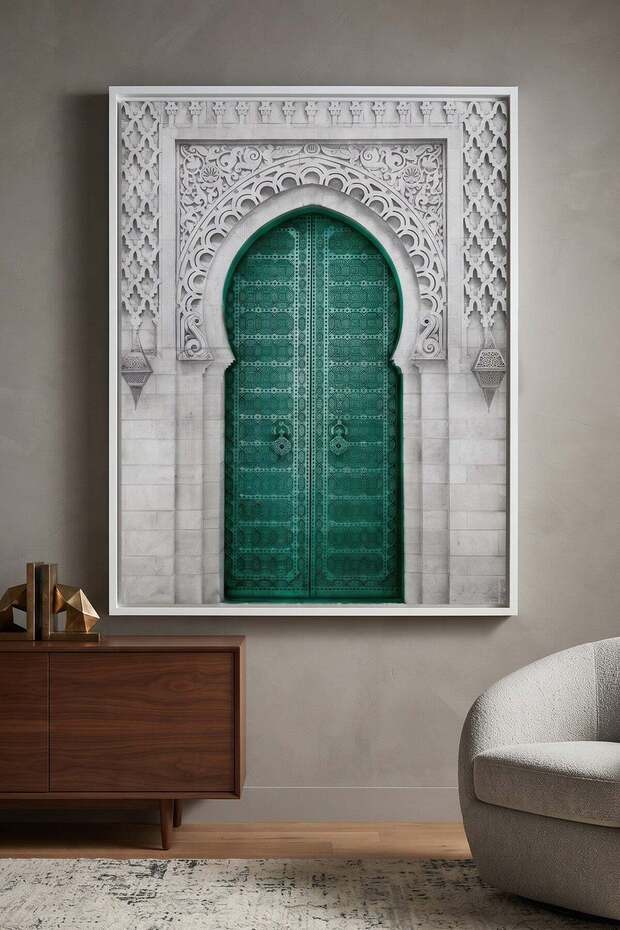 Bab al-Makina Architecture Wall Art | Portrait Framed Canvas Print | Modern Decor for Living Room
