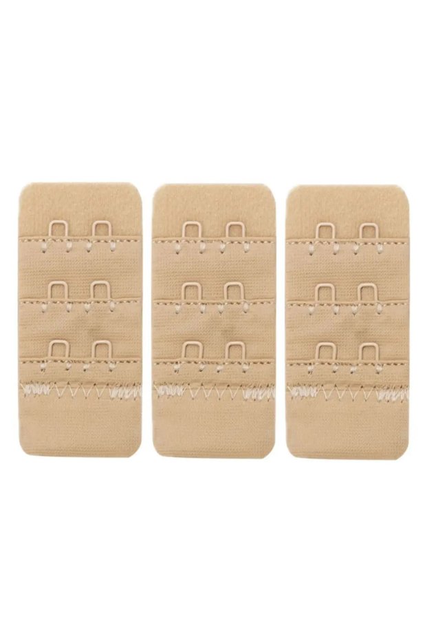 Delux Series Women's Bra Extension Clip with 2 Hooks, Skin Color, 3-Piece Clothing Accessories, Practical Design