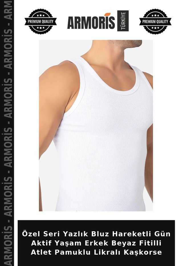 Special Series Summer Blouse Active Day Active Life Men's White Ribbed Undershirt Cotton Lycra Camisole