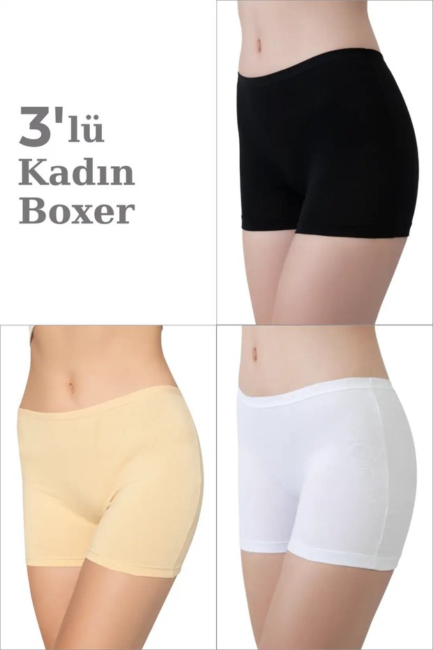 Special Production Underwear Daily Gift 3-Pack Women's Mixed Color Boxer Shorts Cotton Lycra