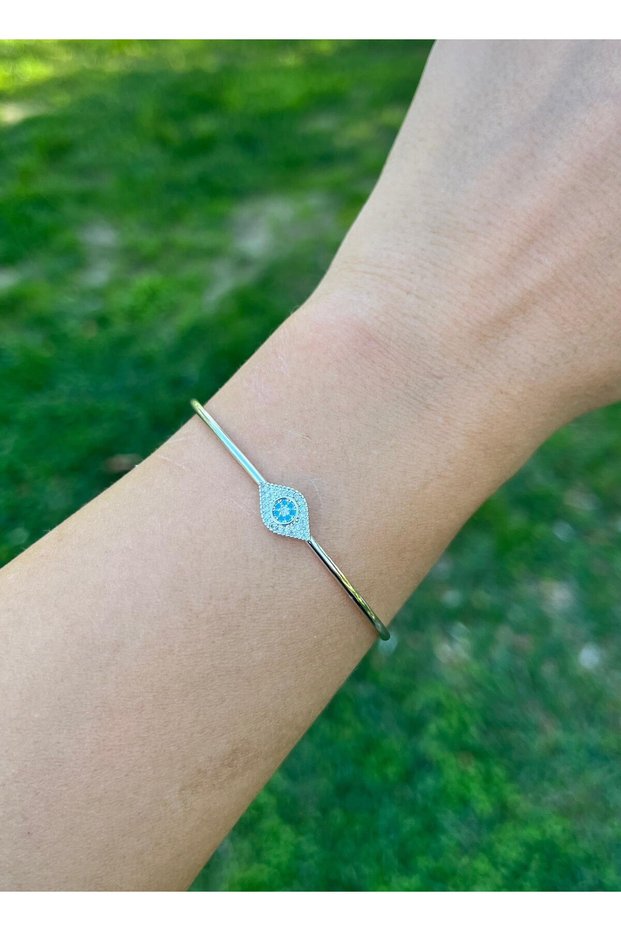 Delicate Silver Cuff with Eye Charm