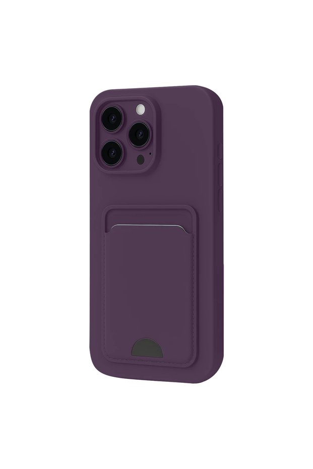 Apple iPhone 16 Plus Case Kelvin Silicone with Business Card Holder - Deep Purple