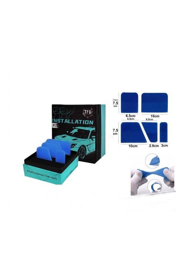 Professional Ppf Vehicle Wrapping and Glass Film Pulling Apparatus Silicone Ragle Set 5 Pieces Blue