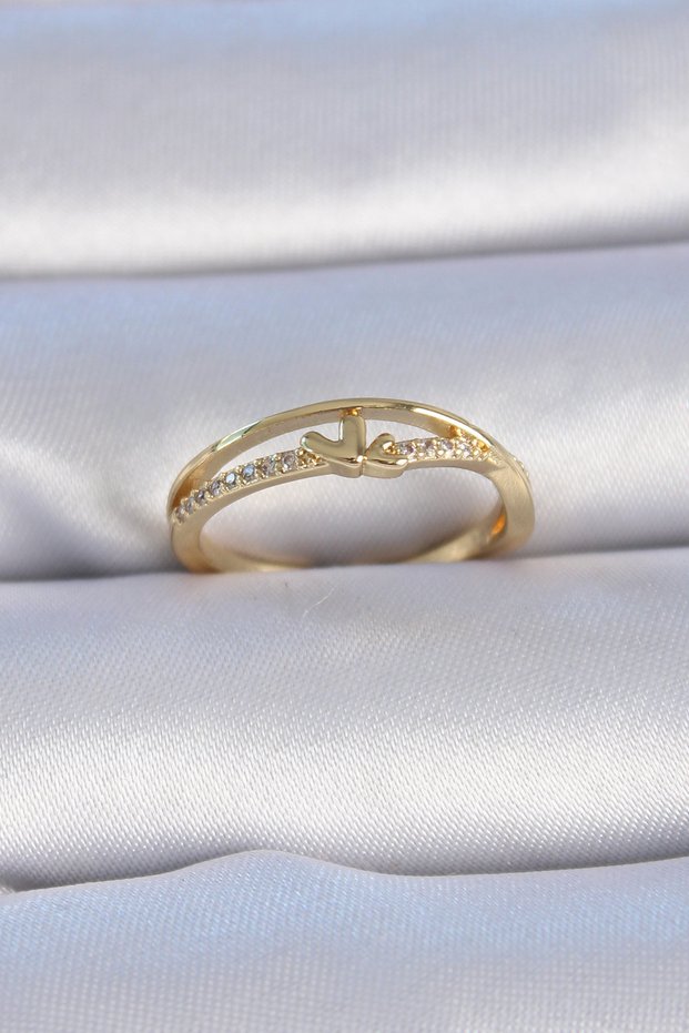 Rice Gold Color Zircon Stone Model Women's Ring