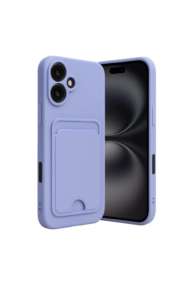 Apple iPhone 16 Case Kelvin Silicone with Business Card Holder - Lilac