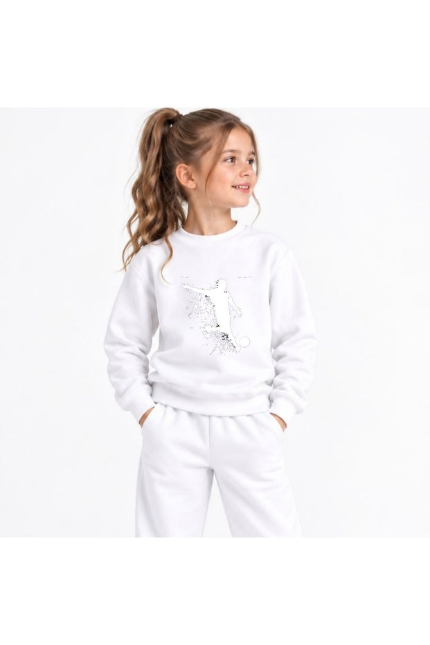 Team Sweatshirt Footballer-Parcalanmaprinted Girls Boys Crew Neck
