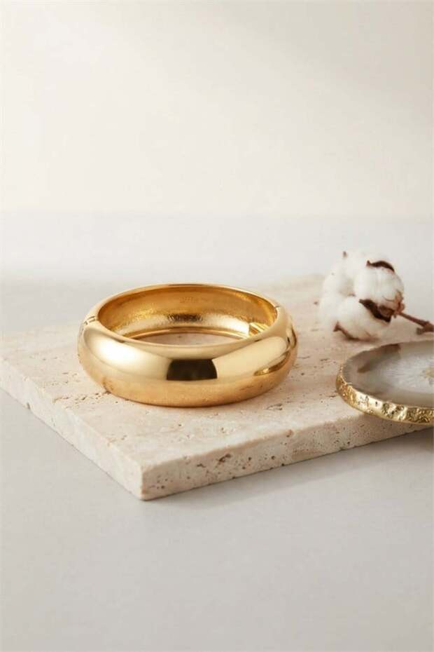 Gold Color Brass Vintage Thick Handcuff Bracelet Tg27Bb8864
