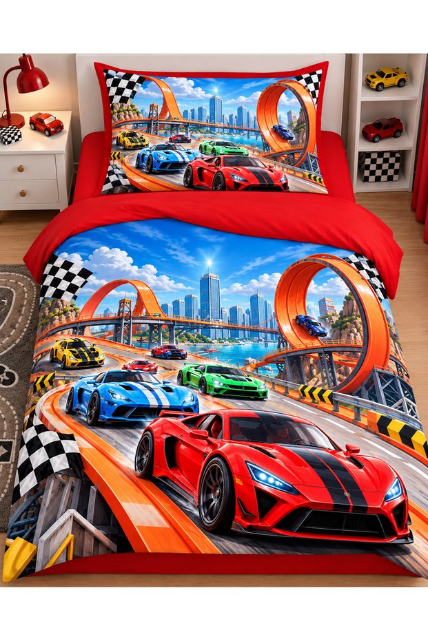 Colorful City Race 3D Digital Printed Single Person Without Sheet Kids Youth Duvet Cover Set Children's Room