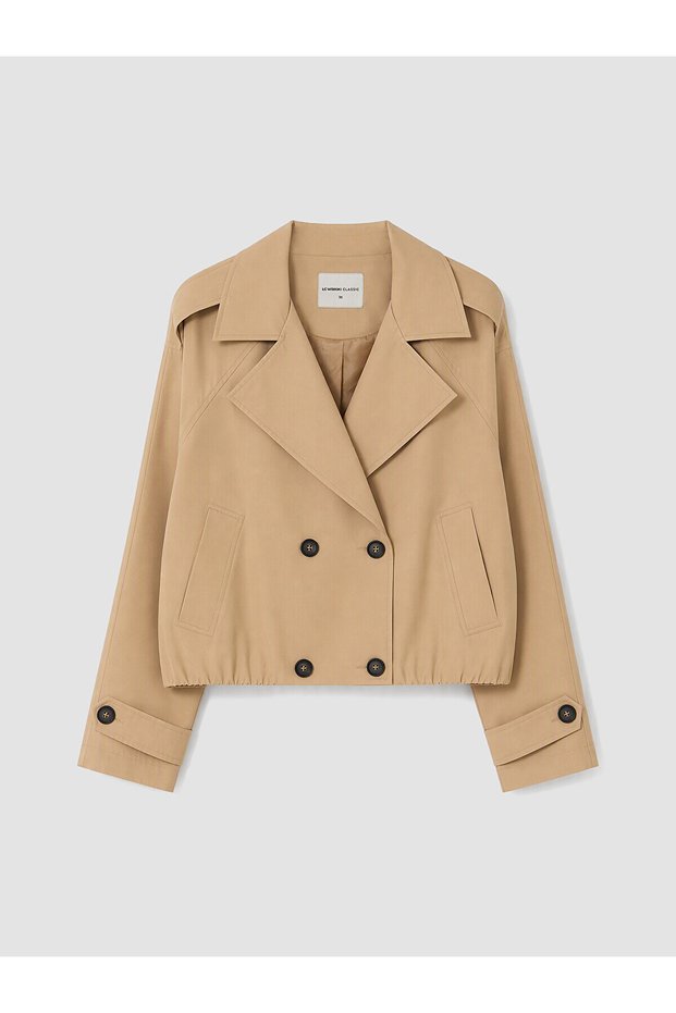 Peak New Season Beige Wrap-Neck Oversized Women's Trench Coat.