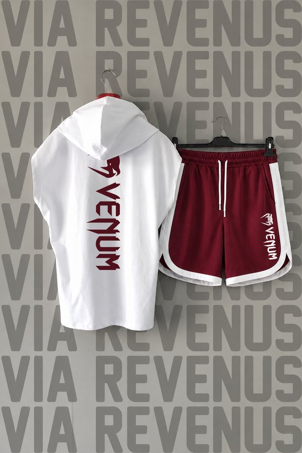 Front Back Printed Hooded Zero Sleeve Sports Tshirt and Special Sports Shorts Set
