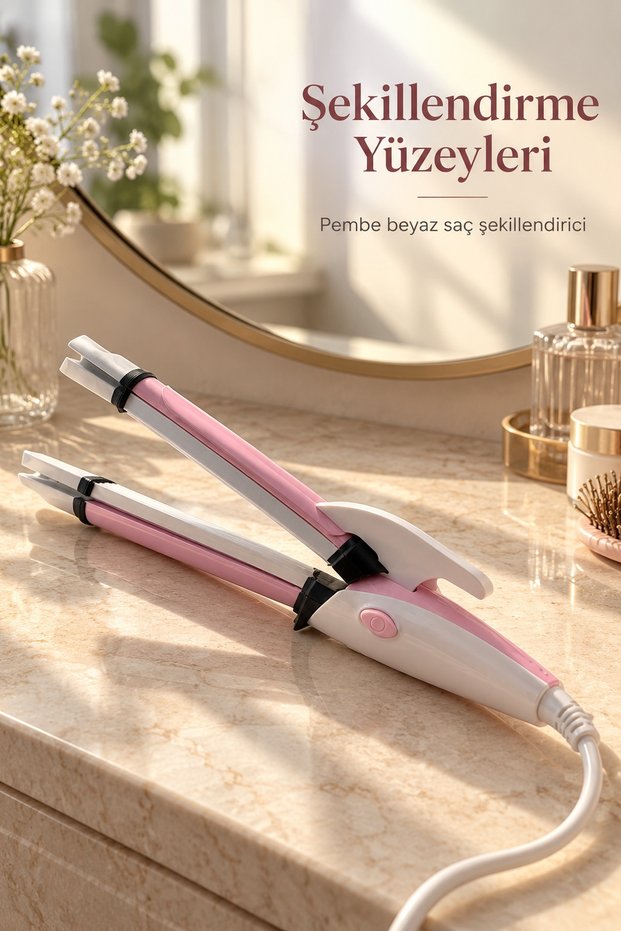 Hair Styler with Temperature Adjustment for Straightening, Waves and Curls -