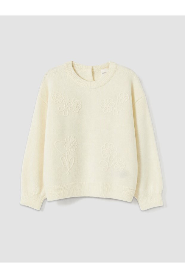 Özmarka New Season Ecru Crew Neck Girls' Sweater
