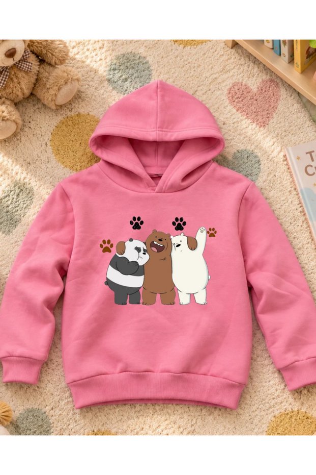 Cute Bear's Printed Hooded Unisex Kids Sweatshirt