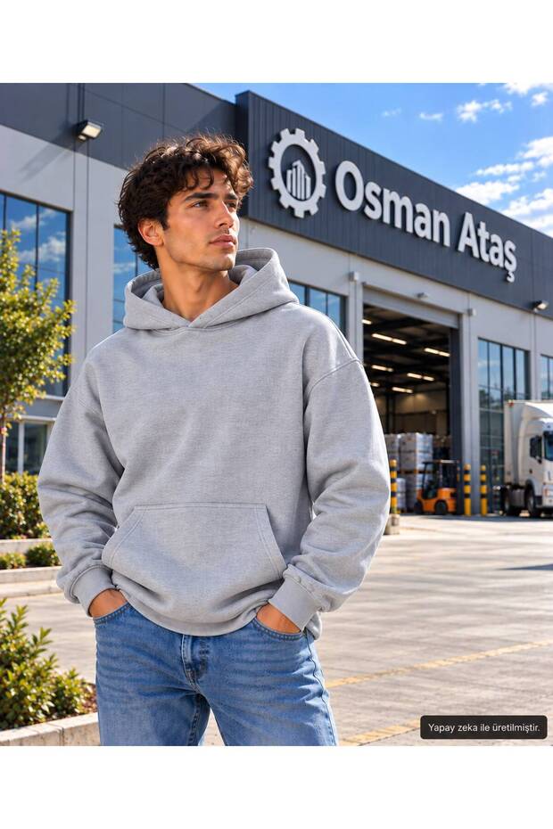 Men's Melange Basic Hooded Sweatshirt - Draped Comfortable Fit Sweatshirt with Kangaroo Pockets
