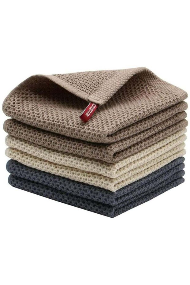 MahMir 100% Cotton Waffle Weave Kitchen Dish Cloths, Waffle Tea Towels Ultra Soft Absorbent Quick Dr