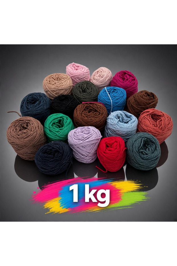 1 kg Cotton Hand Knitting Thread/Cotton Thread/Motif Thread/Punch Thread-Multicolor