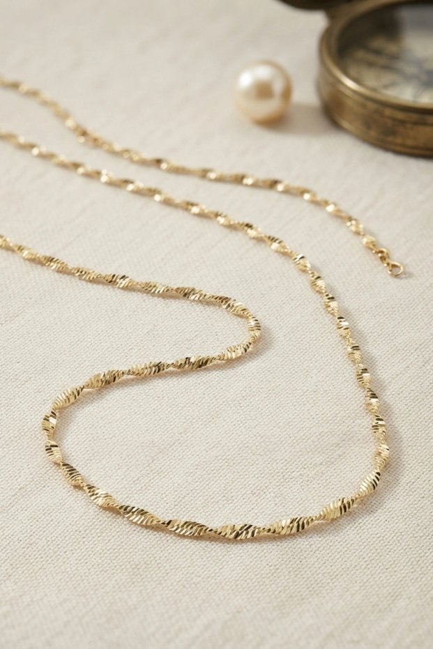 Brass Gold Color Twist Model Women's Necklace