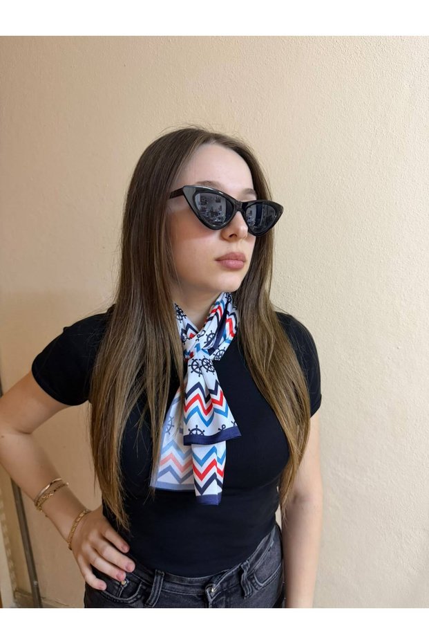 Marine Patterned Anchor Rudder Bandana Long Scarf - Hair Accessory - Gift