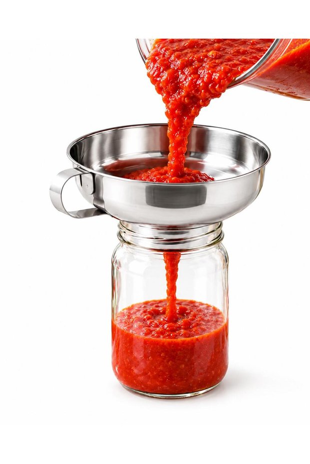 Stainless Steel Wide Mouth Jar Funnel 15 cm – Funnel for Transferring Tomato Paste, Jam, Sauce, Oil, and Legumes