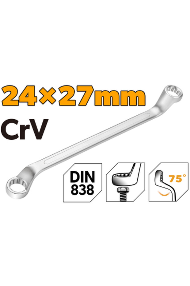 مفتاح ربط مزدوج الحلقة Cr-V CP DIN 24x27mm