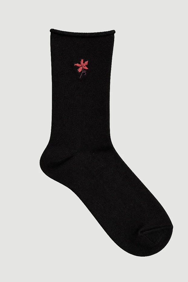 Dreamer Collection Embroidery Detailed Cotton Socks - Black